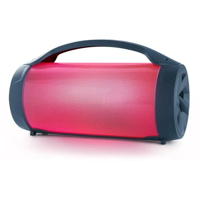 Bigben - Enceinte Bluetooth lumineuse PARTYBTLITEDB avec micro inclus, effets lumineux, 50W, entrée AUX, USB, micro-SD - Batterie rechargeable - Bleu foncé