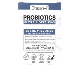 Drasanvi Probiotiques Flore et Défenses 25 Milliards UFC avec Vitamine D3 et B6, 20 gélules