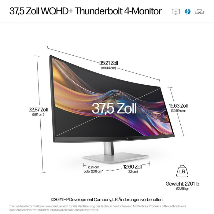 HP Écran WQHD+ Thunderbolt 4 Series 7 Pro 37,5 pouces - 738pu Black