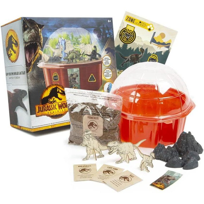 UNIVERSAL STUDIOS Jurassic World - Ensemble de Construction Parc de Dinosaures avec Figurines - Taille 24.5x24.5x12.5 cm
