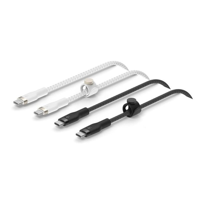 Belkin BoostCharge Pro Flex USB-C vers USB-C Lot de 2 Câbles 1 m Noir et Blanc Belkin BoostCharge Pro Flex USB-C vers USB-C Lot de 2 Câbles 1 m Noir et Blanc