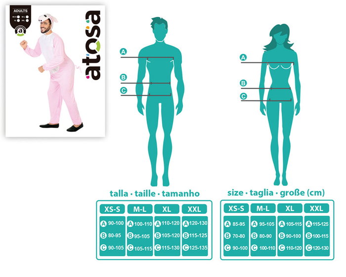 Atosa Déguisement Cochon Rose Adulte XL Atosa Déguisement Cochon Rose Adulte XL