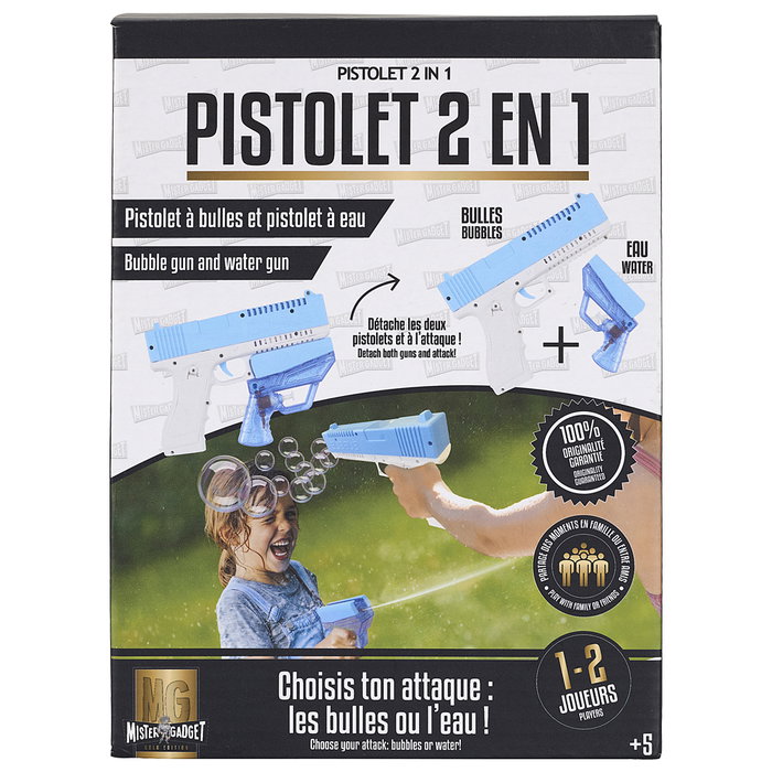 Mister Gadget Pistolet Eau et Bulles 2 en 1