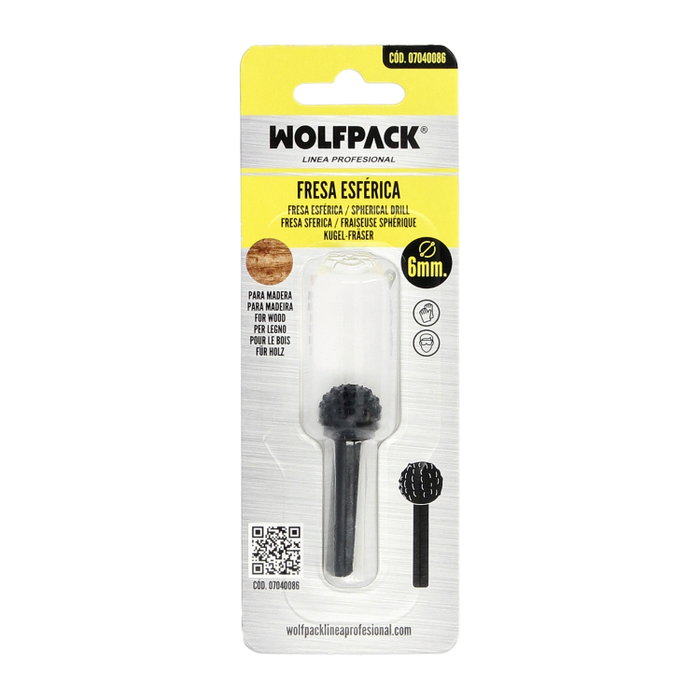 WOLFPACK LINEA PROFESIONAL Fraise Rotative Sphérique Ø 15 mm pour Bois