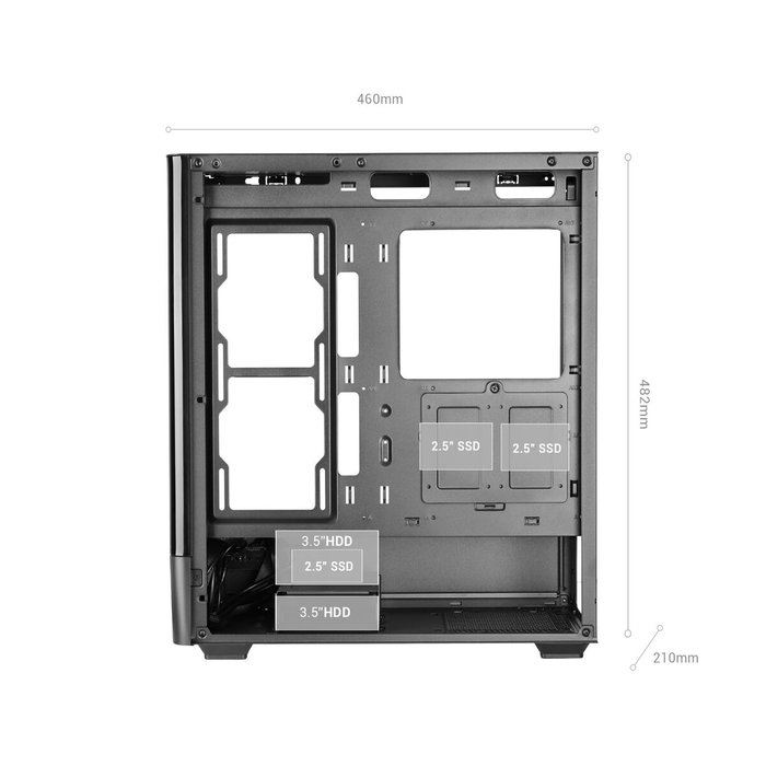 Boîtier ATX semi-tour Mars Gaming MCLCDPROW Blanc