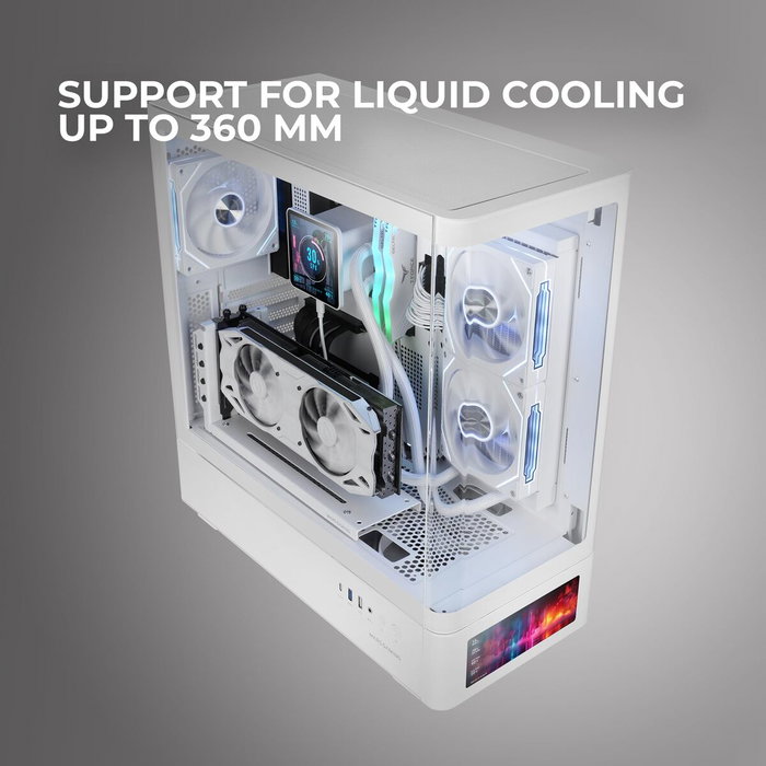 Boîtier ATX semi-tour Mars Gaming MCLCDPROW Blanc