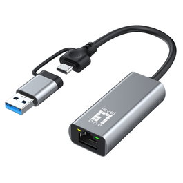 LevelOne Adaptateur réseau USB-C/A vers RJ45 USB-0423, Silver