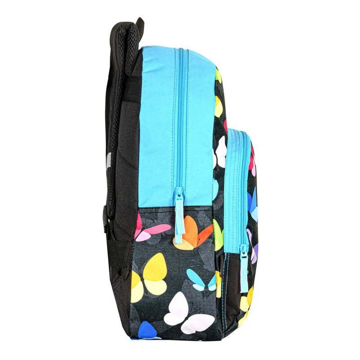 PERONA Sac à Dos Junior 43 cm à Motif Papillons, Dos et Bretelles Rembourrés, Système Adaptable pour Chariot, Compartiments Multiples, Réfléchissant