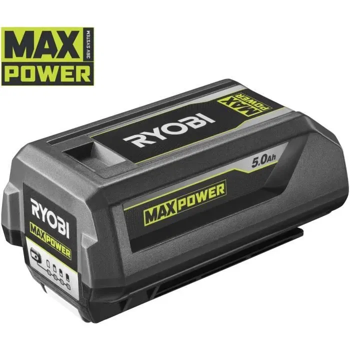 RYOBI RLM36X46H50PG Tondeuse à gazon sur batterie 36V MAXPOWER Brushless 46 cm avec système Power Assist, batterie 5 Ah et chargeur, ramassage/mulching