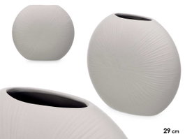 GIFTDECOR Jarron Circulaire en Céramique Gris 29cm