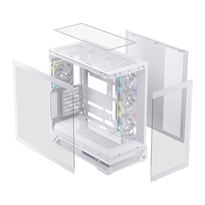 Einarex S800 RGB boîtier gaming ATX verre trempé blanc