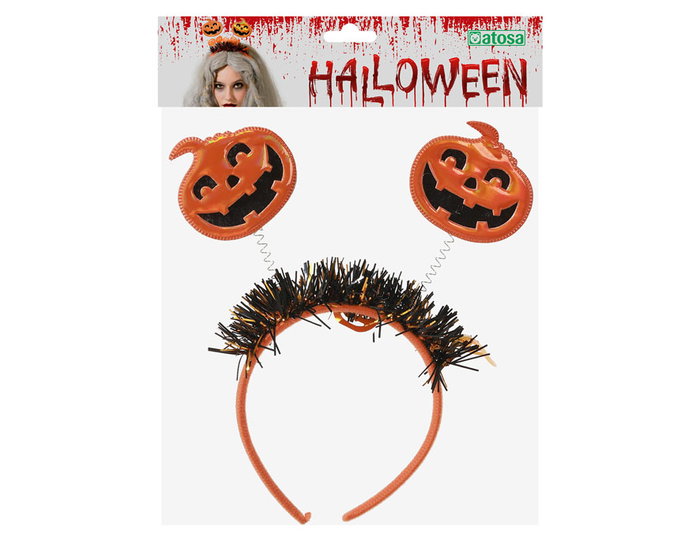 Diadème Halloween pour femme avec citrouilles mobiles sur ressorts, orange brillant, déguisement fête déguisée