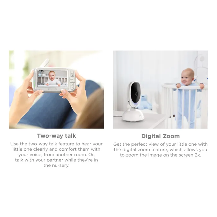 Motorola VM75 Moniteur vidéo bébé avec écran couleur 5", vision nocturne infrarouge, portée 300 m, communication bidirectionnelle et surveillance de température