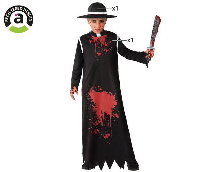 Déguisement Prêtre Sanglant Enfant 7-9 Ans Halloween Costume Fille Garçon Déguisement Prêtre Sanglant Enfant 7-9 Ans Halloween Costume Fille Garçon