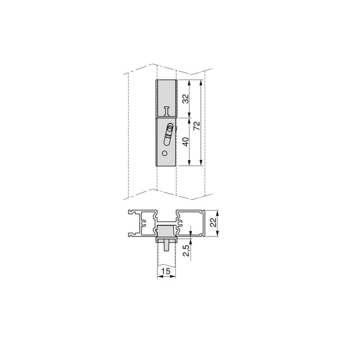 Emuca Kit de fixation pour 4 étagères en bois et 1 tringle de suspension de 1m de long Zero, Aluminium et Zamak et Plastique, Peint gris pierre