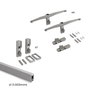 Emuca Kit de fixation pour 4 étagères en bois et 1 tringle de suspension de 1m de long Zero, Aluminium et Zamak et Plastique, Peint gris pierre