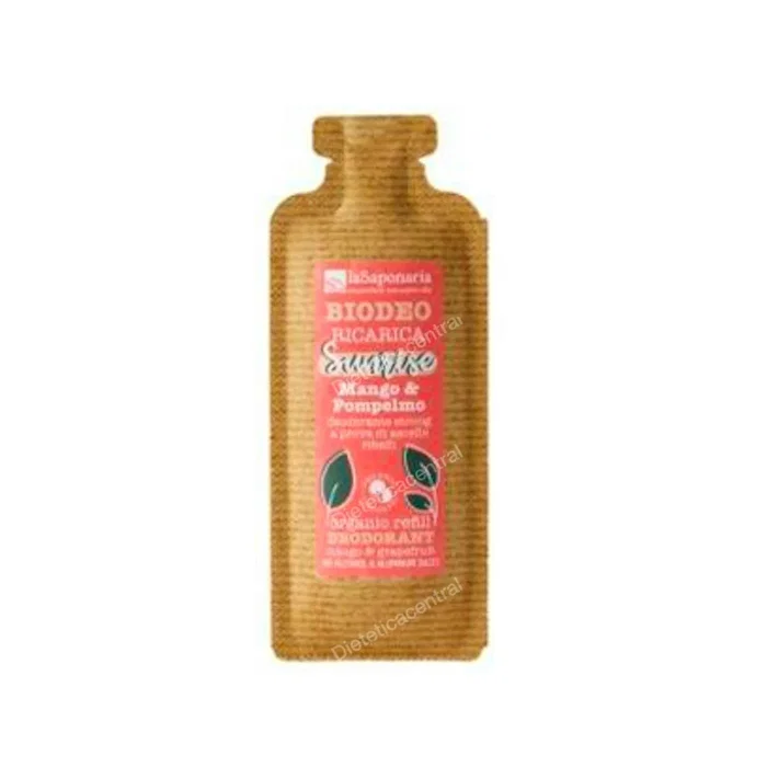 LA SAPONARIA Recarga Roll-On Biodeo Sunrise Tropical - Déodorant naturel roll-on rechargeable 40 ml pour aisselles, parfum mangue et pamplemousse LA SAPONARIA Recarga Roll-On Biodeo Sunrise Tropical - Déodorant naturel roll-on rechargeable 40 ml pour aisselles, parfum mangue et pamplemousse