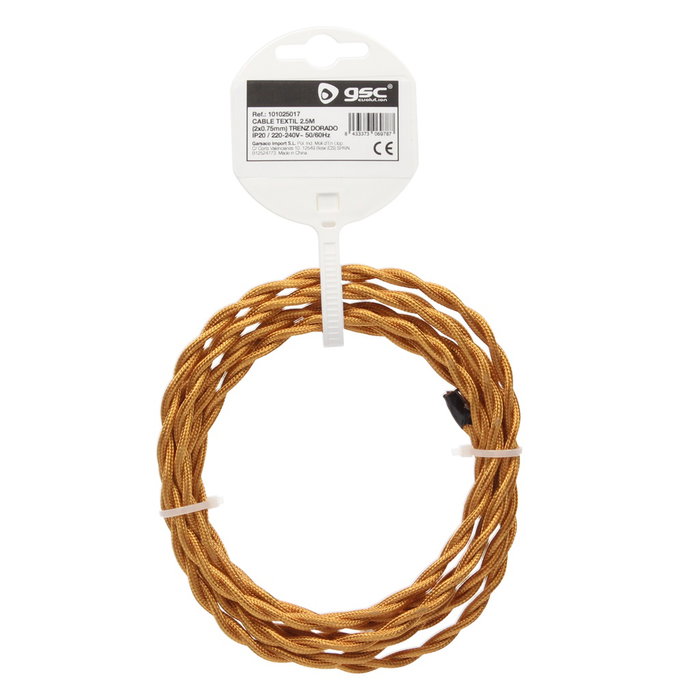 GSC Evolution Cable textile tressé doré 2,5 m (2x0.75mm) GSC Evolution Cable textile tressé doré 2,5 m (2x0.75mm)