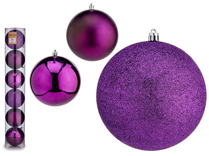 Krist+ Lot de 6 Boules de Noël Violet 12 cm Surt (Set de 6) Krist+ Lot de 6 Boules de Noël Violet 12 cm Surt (Set de 6)