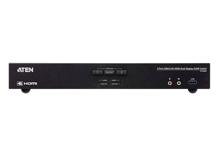 Aten CS1842 Commutateur KVMP Dual Display HDMI 4K 60 Hz avec Hub USB 3.0, Contrôle Par Souris, Clavier et Sélecteur