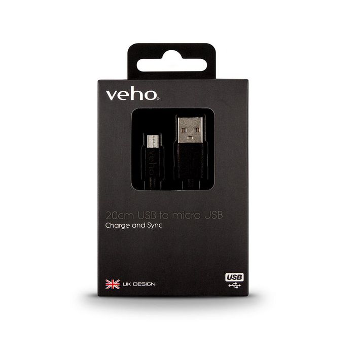 Veho Câble USB A vers Micro USB 0,2m Noir - Compatible Smartphone, Tablette, GPS, Montre Connectée - Charge et Synchronisation Veho Câble USB A vers Micro USB 0,2m Noir - Compatible Smartphone, Tablette, GPS, Montre Connectée - Charge et Synchronisation