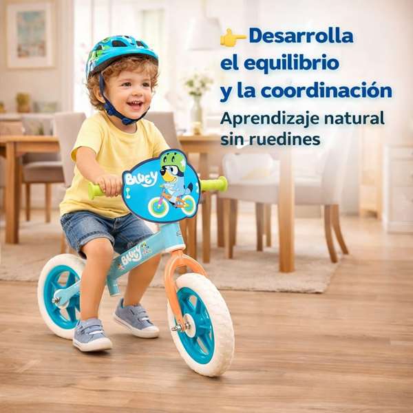Toimsa Bluey - Bicyclette sans pédales pour enfant - 10 pouces - À partir de 2 ans - Bleu