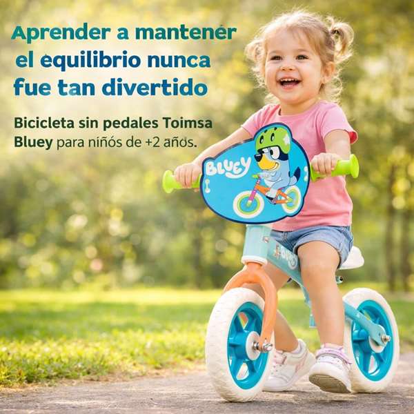 Toimsa Bluey - Bicyclette sans pédales pour enfant - 10 pouces - À partir de 2 ans - Bleu