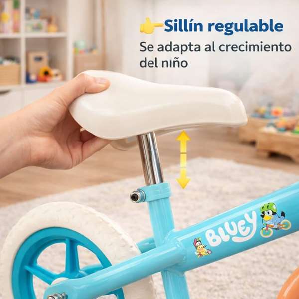 Toimsa Bluey - Bicyclette sans pédales pour enfant - 10 pouces - À partir de 2 ans - Bleu