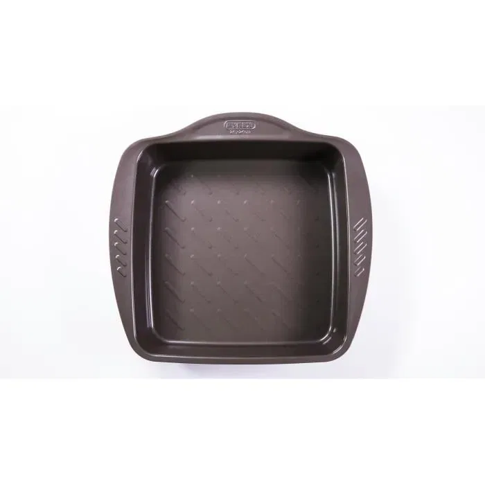 Plat à four PYREX 1452050 Carré 24x24 cm en acier avec poignées latérales antidérapantes, finition chocolat