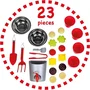KLEIN 2368 - Cuisine d'été en bois Beach Picnic avec 23 accessoires de jardinage et cuisine, jeu d'imitation pour enfant