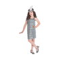 Liragram Disfraz infantil silver flapper dress - Déguisement enfant robe années folles argentée gris - Taille 10 à 12 ans