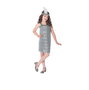 Liragram Disfraz infantil silver flapper dress - Déguisement enfant robe années folles argentée gris - Taille 10 à 12 ans