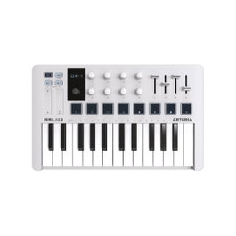 Arturia Minilab 3 - Contrôleur MIDI USB compact avec pads RGB, encodeurs, sliders, écran tactile, blanc