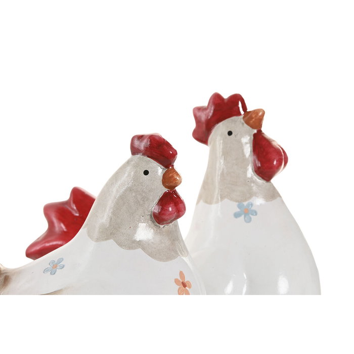 Home ESPRIT Figurine Décorative Poule Blanc Rouge (2 Unités)