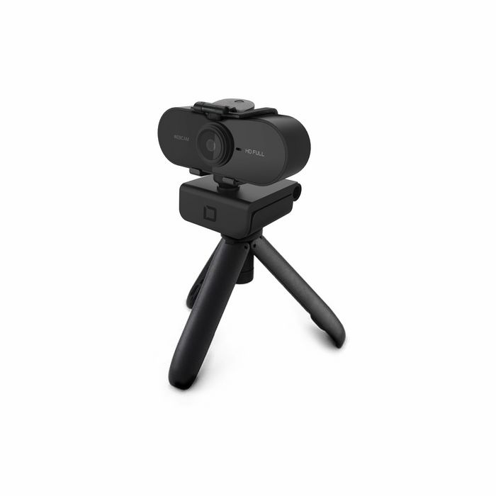 Dicota Webcam Full HD 1080p, USB 2.0, microphone numérique, angle 110°, noir, pour visioconférence Dicota Webcam Full HD 1080p, USB 2.0, microphone numérique, angle 110°, noir, pour visioconférence