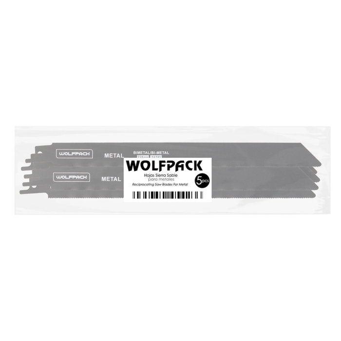 WOLFPACK LINEA PROFESIONAL Lot de 5 lames de scie sabre métal 228mm - 18T
