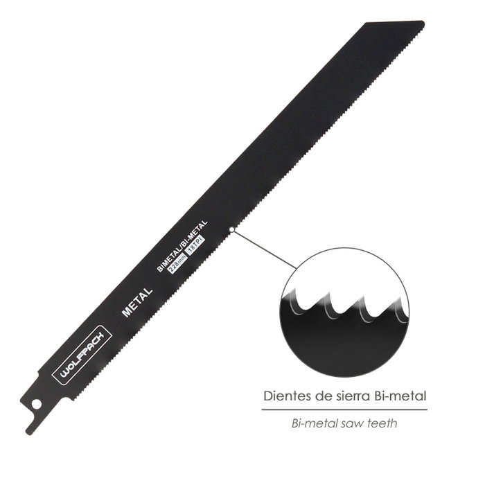 WOLFPACK LINEA PROFESIONAL Lot de 5 lames de scie sabre métal 228mm - 18T