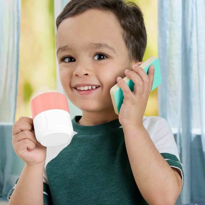 Fisher-Price Set de télétravail en bois, 9-11 éléments avec ordinateur et téléphone