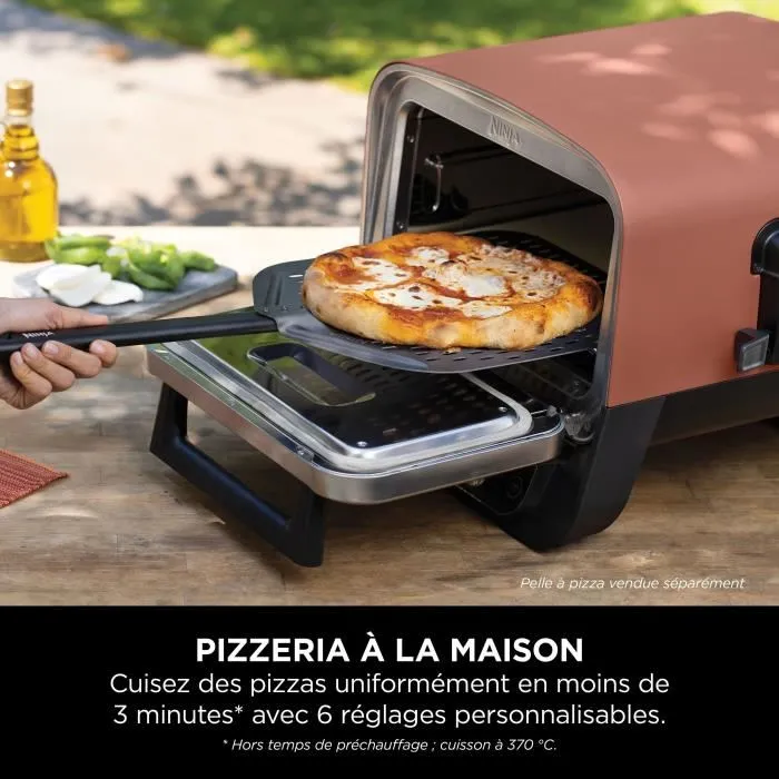 Ninja OO101EU Four à Pizza Électrique Woodfire - 8 Programmes, Cuisson jusqu'à 370°C, 2400W - Pour Pizza, Viandes et Légumes