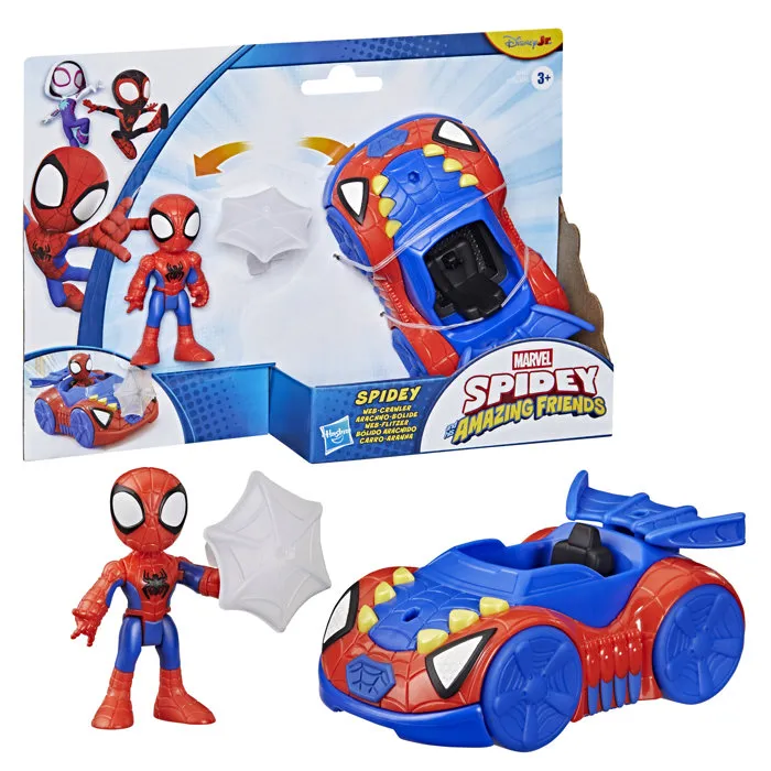 Hasbro Marvel Spidey et Ses Amis Extraordinaires - Arachno-Bolide de Spidey avec Figurine de 7,5 cm et Accessoire - Jouet Enfant des 3 Ans