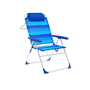 Marbueno 10246 Chaise Pliable 5 Positions Aluminium avec Coussin Rayures Bleues Plage et Piscine 67x66x99 cm