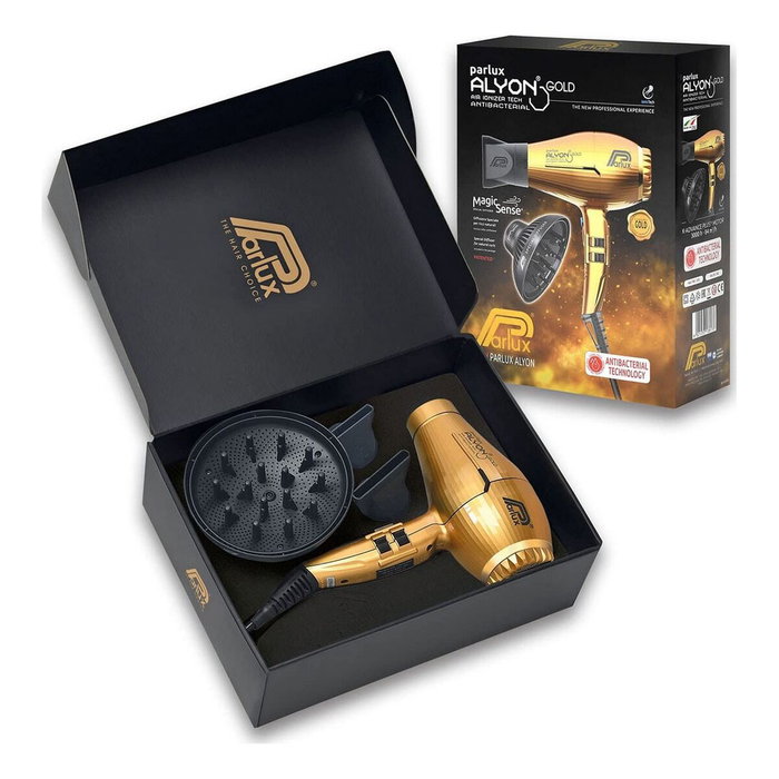Parlux Alyon Gold Edition Sèche-cheveux avec Diffuseur et 2 Buses, Jaune