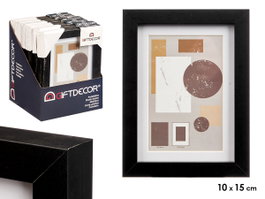 Giftdecor Porte-photo mural en bois MDF avec passe-partout 10x15 cm noir 15.5x20.5x2.5 cm (Set de 24)
