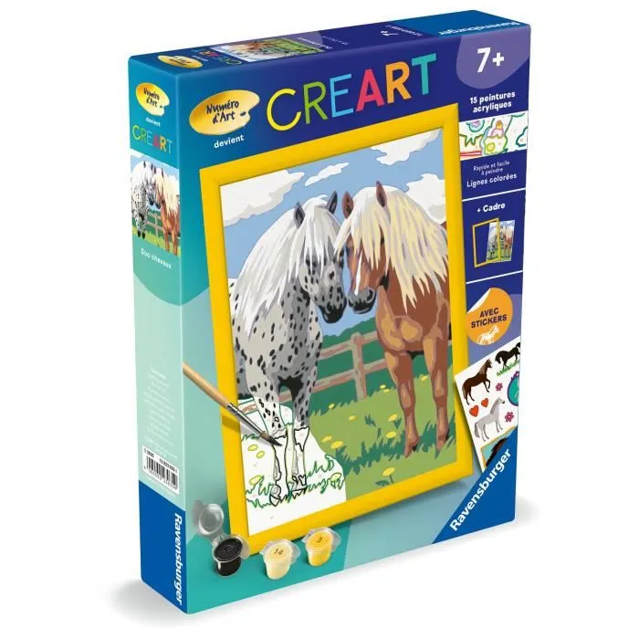 Ravensburger - Kit de Peinture par Numéros CreArt Kids Duo Chevaux - 18x24 cm - Loisir Créatif Facile et Amusant