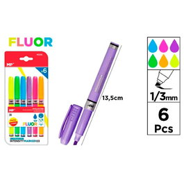 MP Marcadores de couleurs fluorescentes, pointe 1/3 mm, 6 pièces, blister