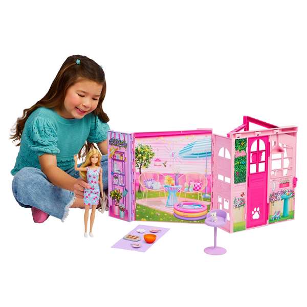 Barbie Maison à emporter JMD28 avec poupée et accessoires
