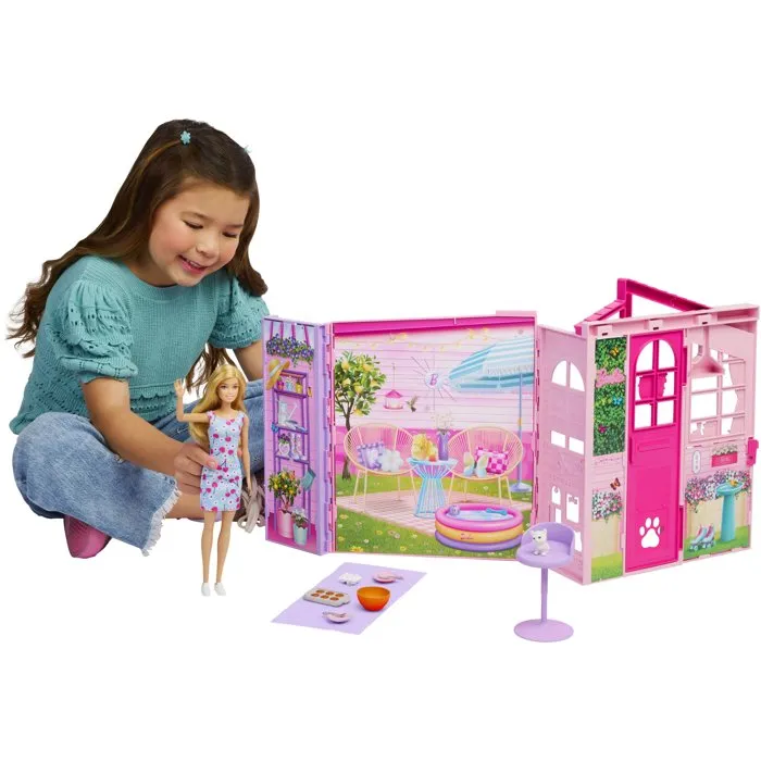 Barbie Maison à emporter JMD28 avec poupée et accessoires