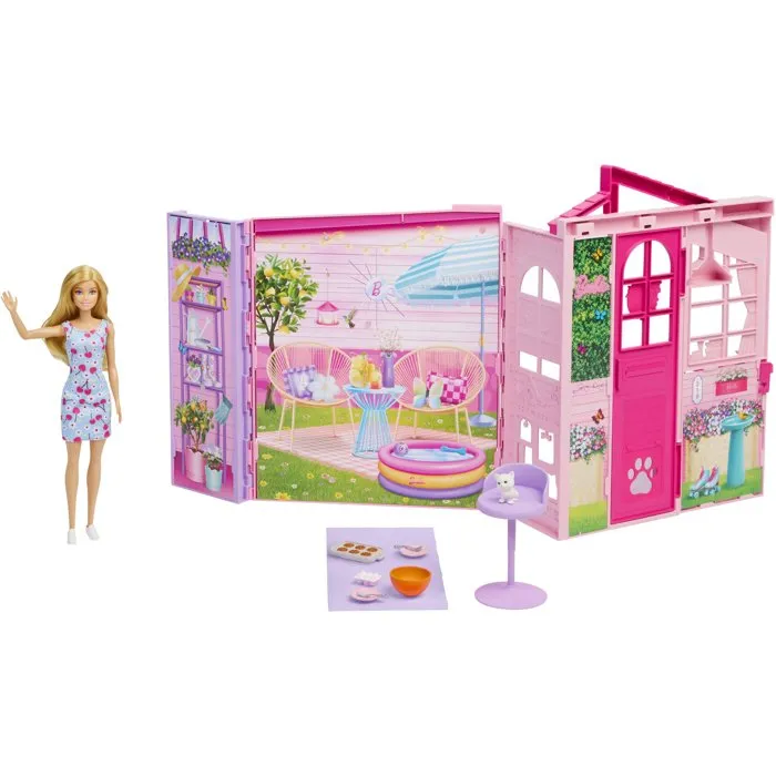Barbie Maison à emporter JMD28 avec poupée et accessoires