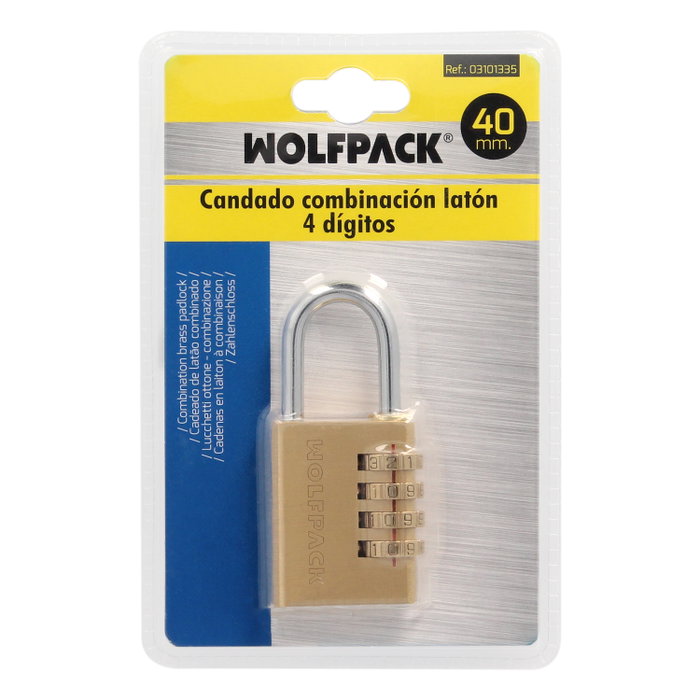 WOLFPACK LINEA PROFESIONAL Cadenas à combinaison en laiton 4 chiffres 40mm