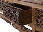 GINER Y COLOMER Console en bois de teca massif style balinais avec 5 tiroirs et pieds sculptés main - 220x40x91 cm